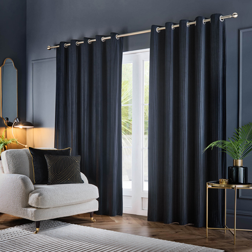 Corinthian Eyelet, Midnight - Ready Made Curtains - Image 3